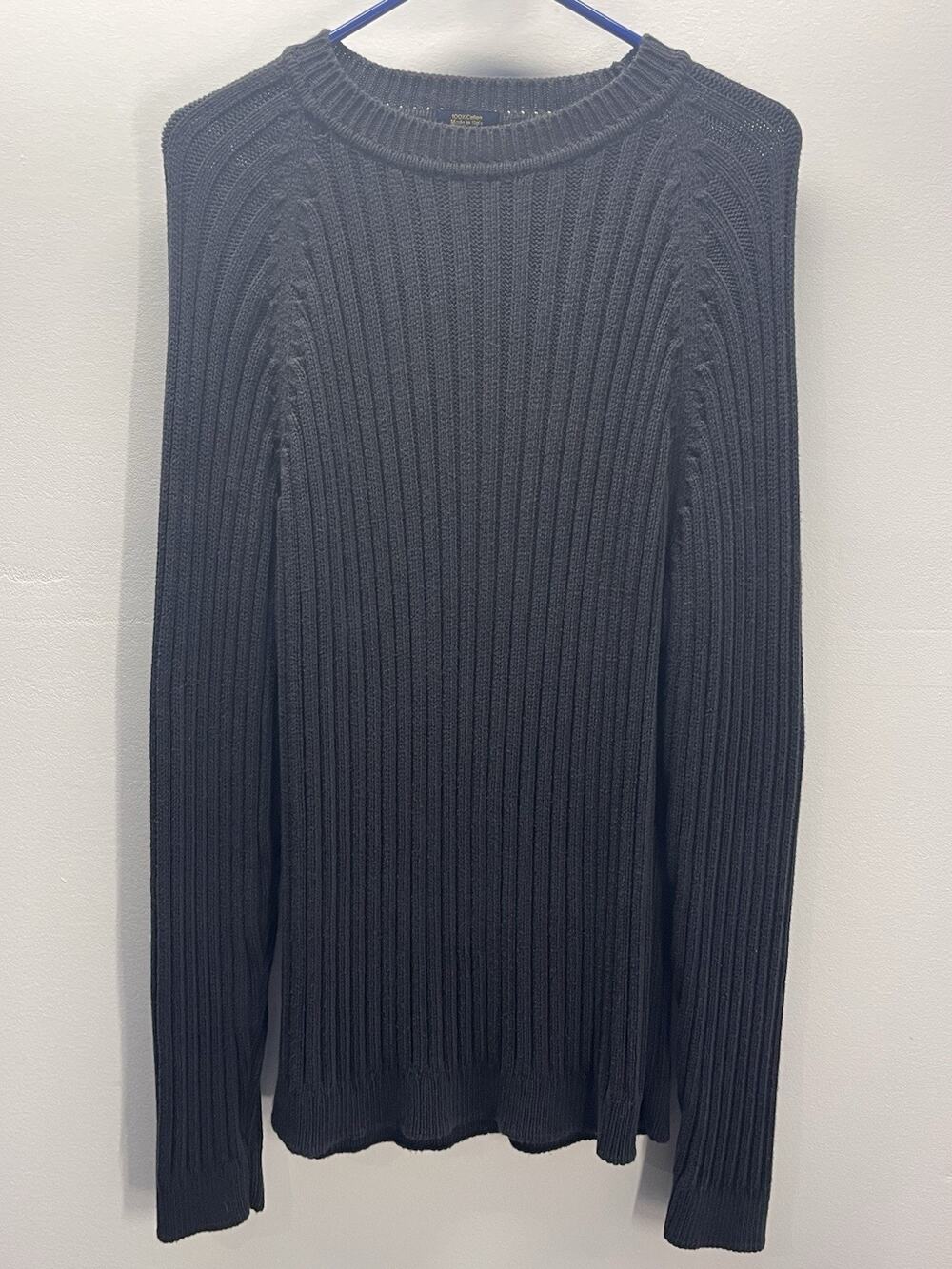 Coach Italy 100% Cotton Ribbed Knit Crewneck Sweater Gray Men’s Large